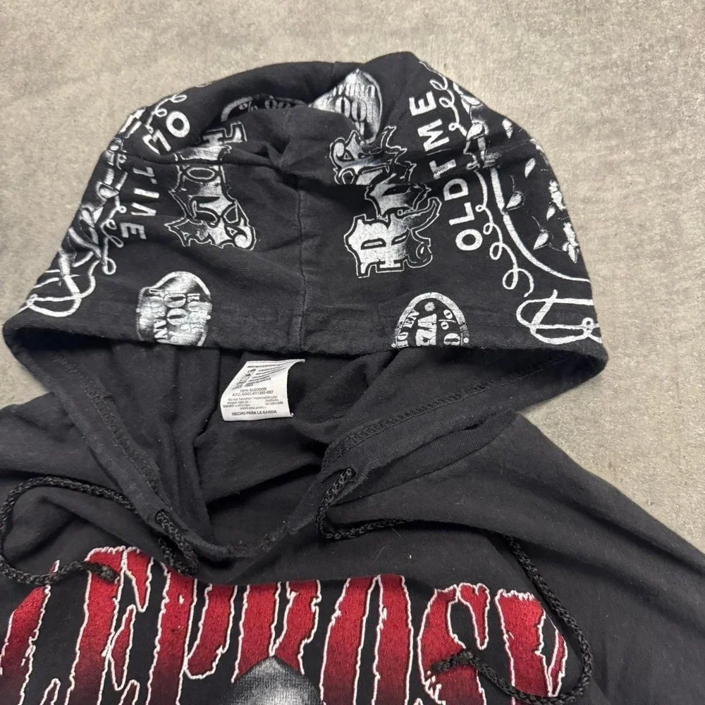 Leprosy Death Metal Band Hoodie Mens Large Tattoo Sleeve Graphic Y2K Black
